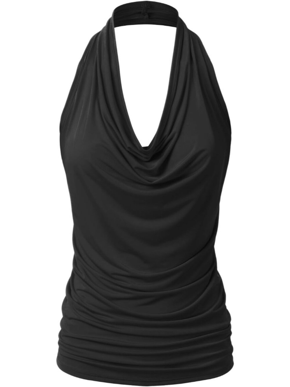 Women's Casual Halter Neck Draped Front Sexy Open Back Tank Top S-3XL
